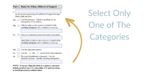 Close-Up View of an Affidavit of Support Form