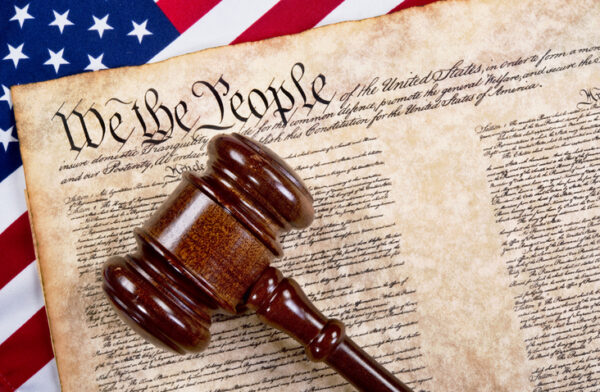 us constitution, flag, and gavel bill of rights due process